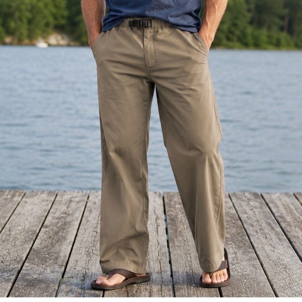 ExOfficio Men's Nylon Hiking Pants Brown Taupe Straight Leg Belted Size Medium